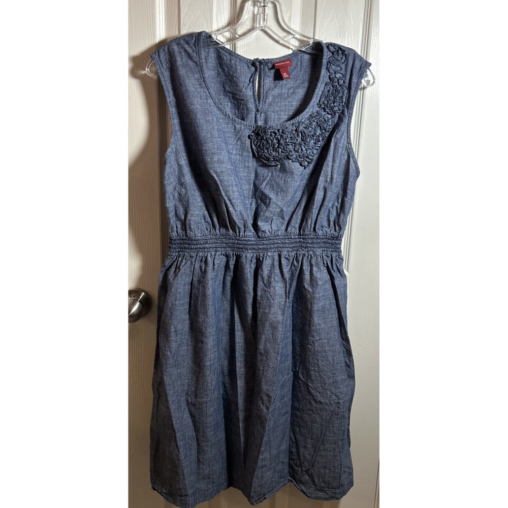 Merona Womens Blue Denim‎ Lightweight Fit & Flare Dress Size XL